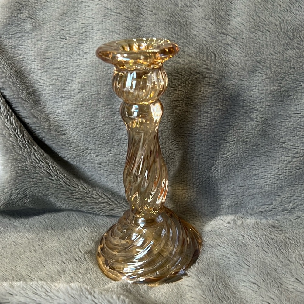 Set of 3 candlesticks glass gold color